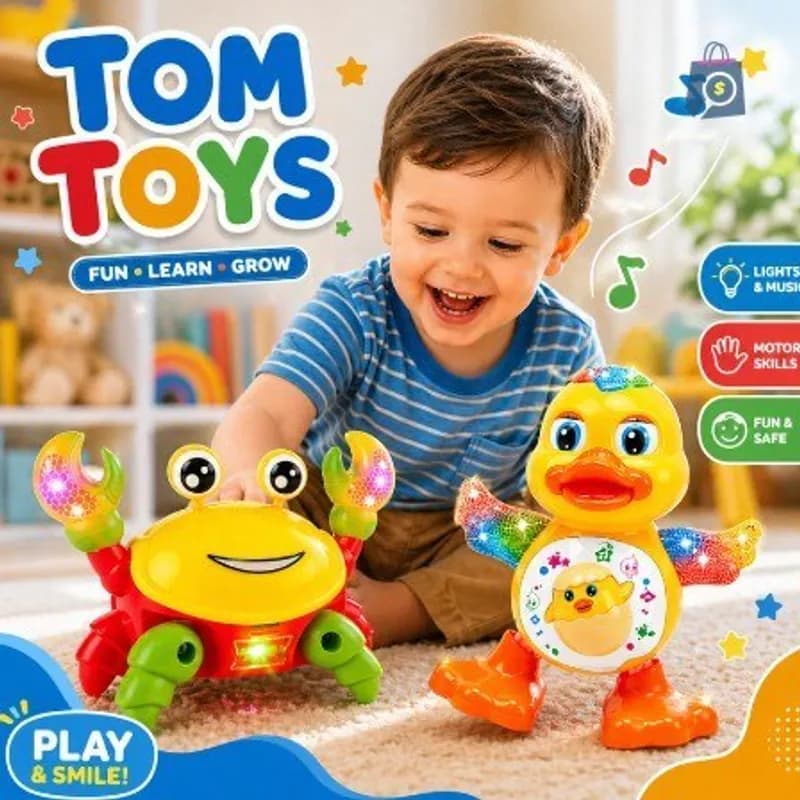 Caranguejo Fujão, Patinho Dançante Brinquedo Infantil Com Luz Som e Movimento