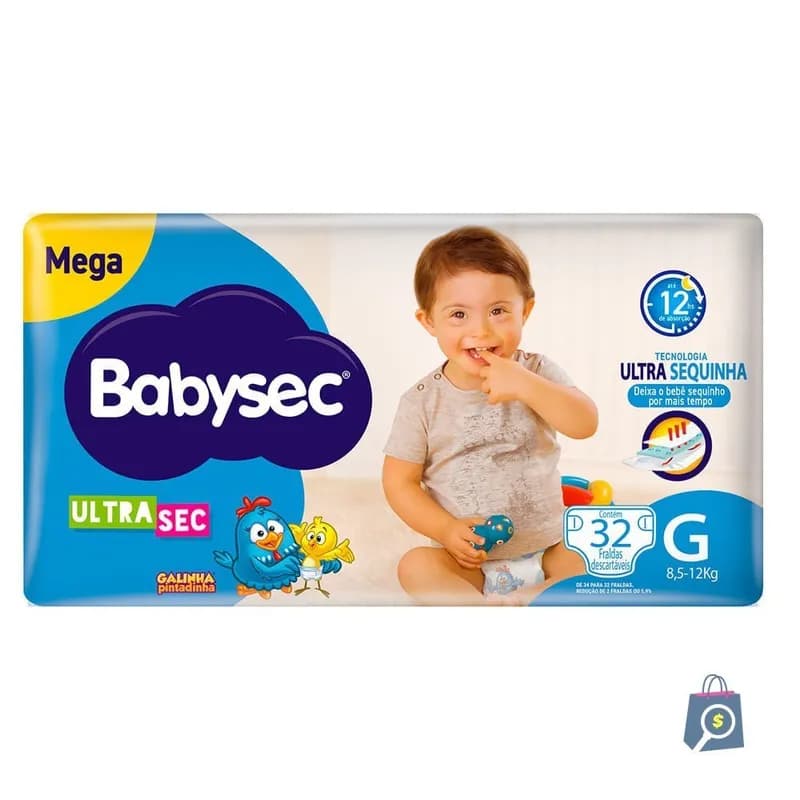 Fralda Descartável Babysec Galinha Pintadinha Ultrasec Mega G 32 Tiras