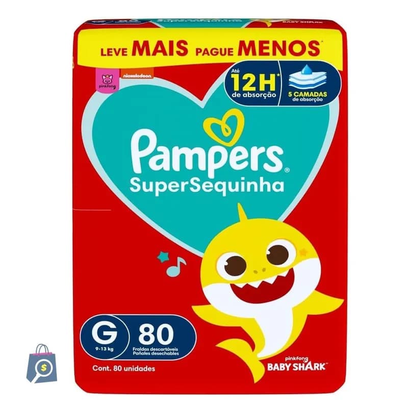 Fralda Descartável Pampers Supersequinha Jumbo G 80 Tiras