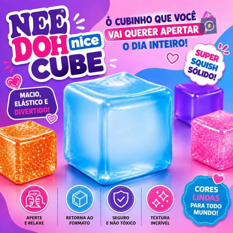 Squishy Cubo de Gelo Macio Anti-Estresse Brinquedos Infantil Elástico Sensorial 5cm Nee Doh Nice