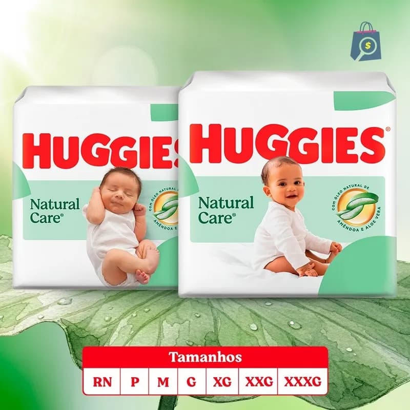 Fralda Premium Huggies Natural Care Aberta RN/P/M/G