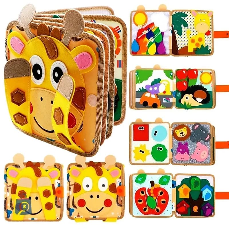 Livro Sensorial Montessori de Feltro de Atividades para Viagem de Carro Habilidades Motoras Finas