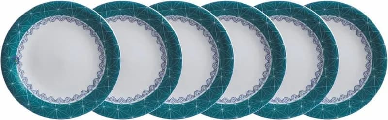 Estojo com 6 Pratos Sobremesa em Porcelana Voyage Coup Itacaré Azul
