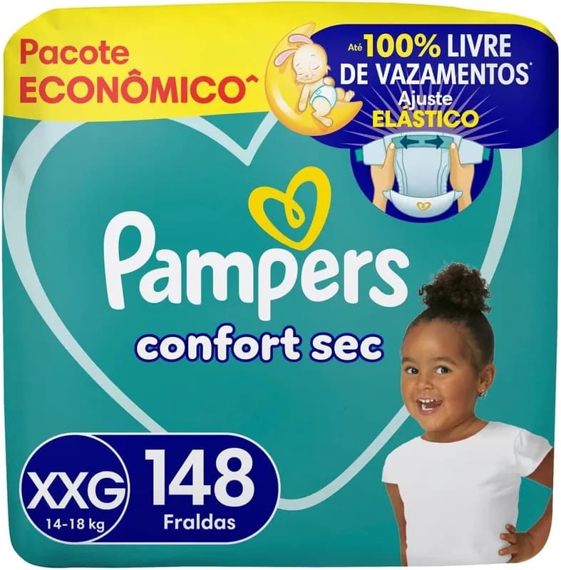 Fralda Pampers Confort Sec XXG 148 Unidades