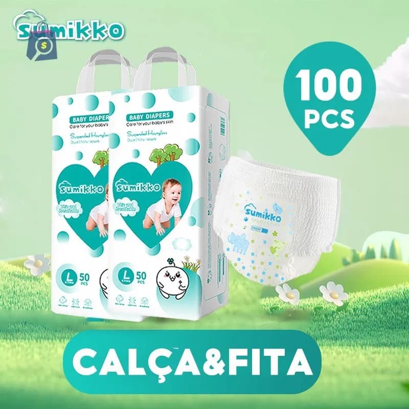 SUMIKKO Calça Fraldas 50 e 100 unidade Baby Ajustável