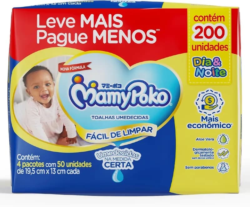 Lenço Umedecido Mamypoko Dia&Noite 200 unidades