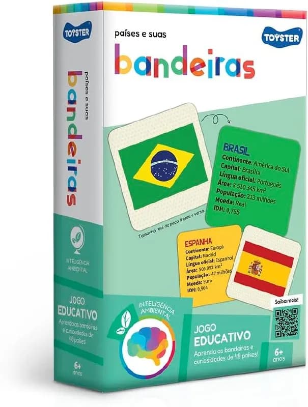 Toyster - Jogo Educativo: Países e suas Bandeiras, 6+ Anos