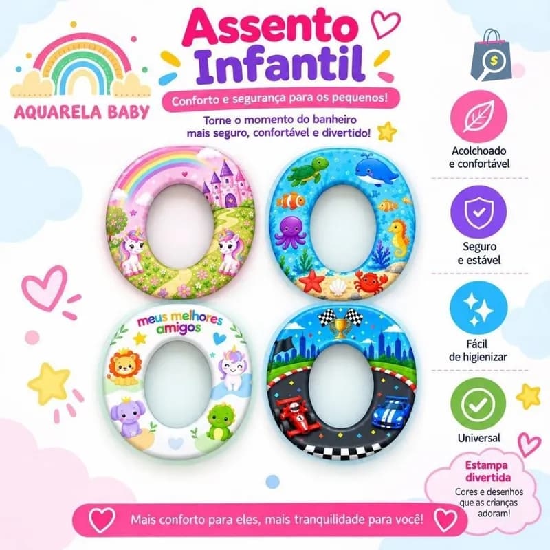 Assento Redutor Vaso Sanitário Infantil Acolchoado