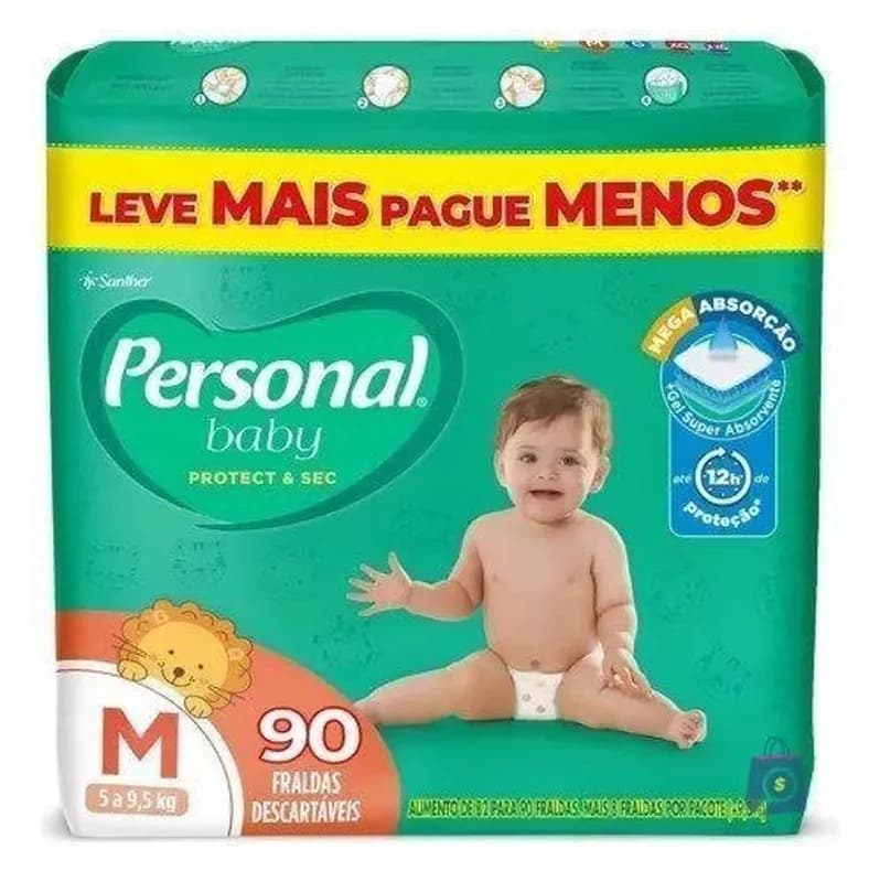 Fralda Personal Baby Protect e Sec M com 90 Unidades
