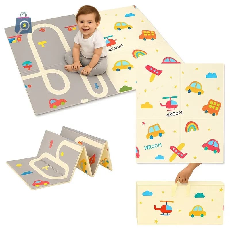 Tapete Infantil de Atividades Dupla Face 180x120cm Tatame Emborrachado Dobrável Educativo
