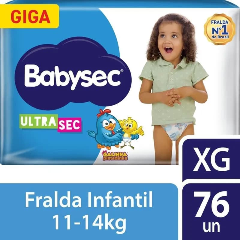 Fralda Babysec Ultrasec Galinha Pintadinha XG com 76