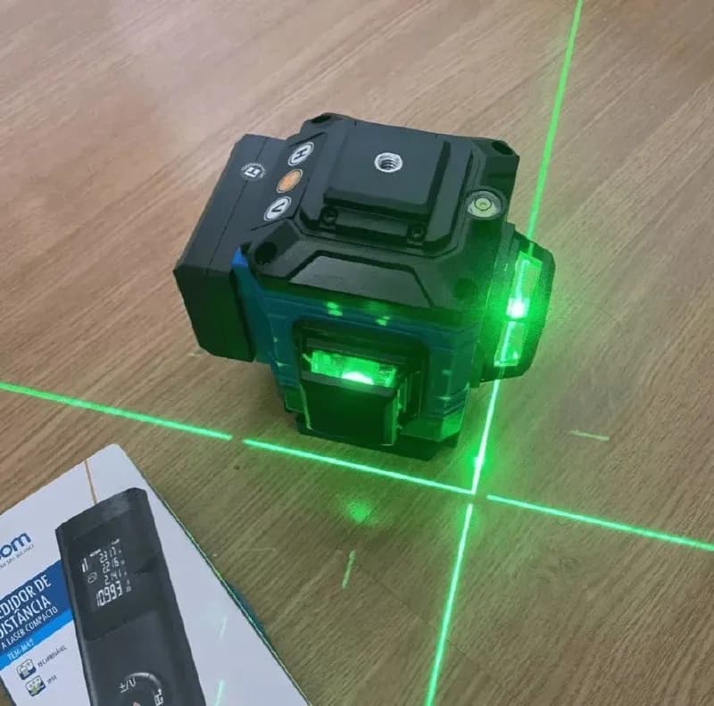 Kit Nível a Laser Verde 12 Linhas Esquadro + Suporte + Tripé