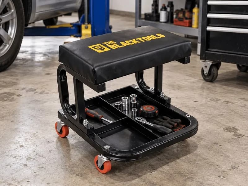 Assento Banquinho para Oficina Mecânica com Rodízio 140kg The Black Tools