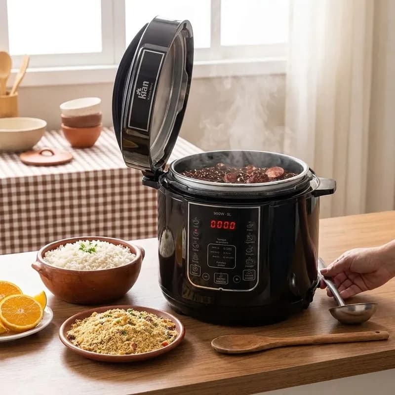Panela de Pressão Elétrica 5 Litros Aço Inox Preto Multifuncional Kian PPE 101