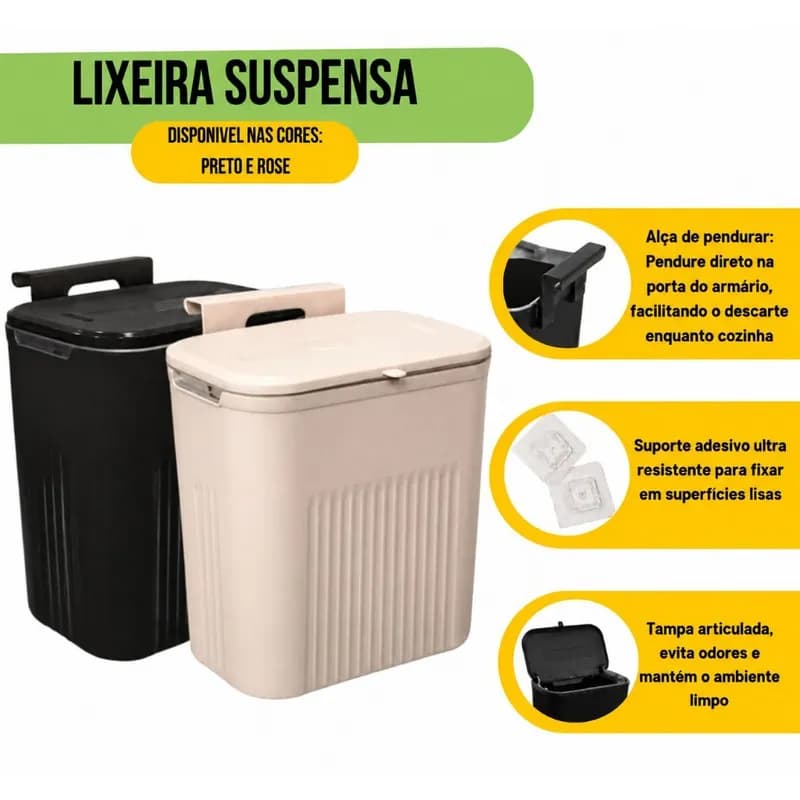 Lixeira Suspensa Balde de Lixo 9 Litros Arqplast Toy