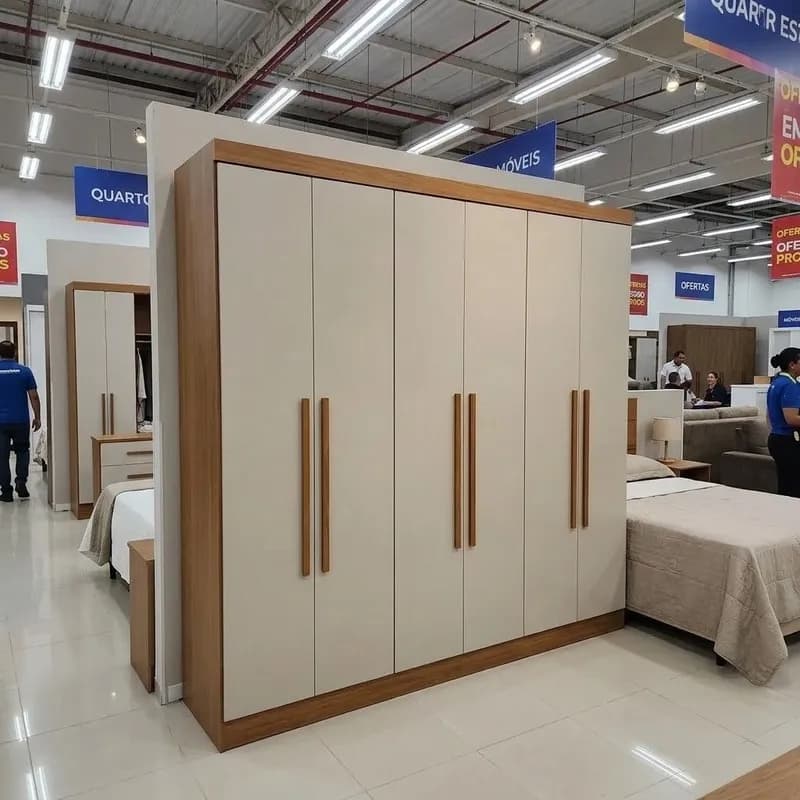 Guarda-roupa Casal 6 Portas 2 Gavetas França WT Cinamomo/Off White