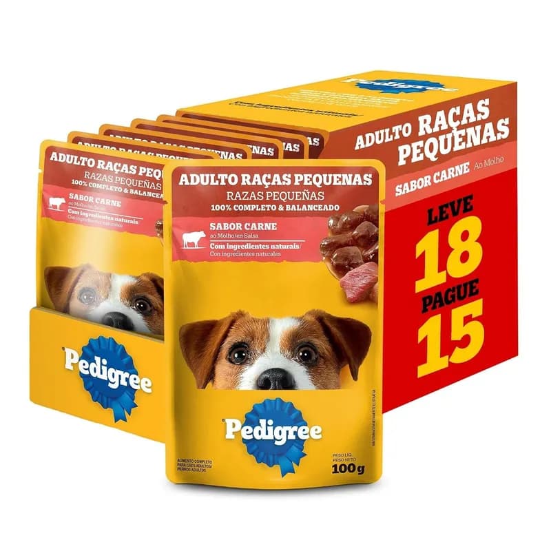 Pack Ração Úmida Pedigree Sachê Carne ao Molho para Cães Adultos de Raças Pequenas