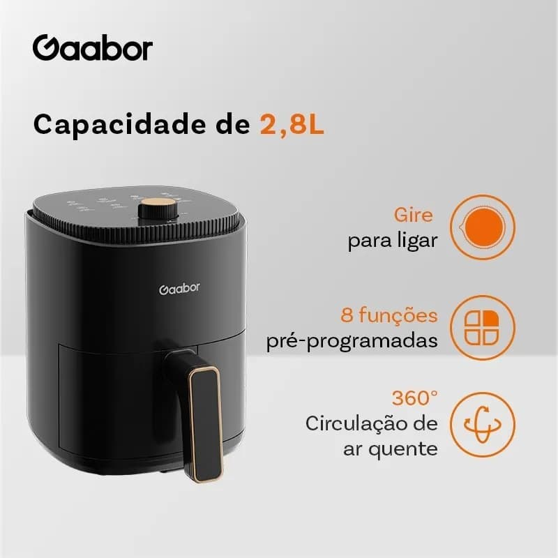 Gaabor Air Fryer 2,8L Ar Cozimento Uniforme