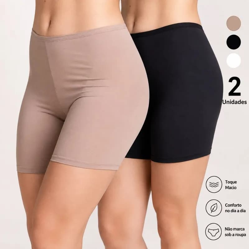 Kit 2 Short Anágua Meia Perna Liso Confortável