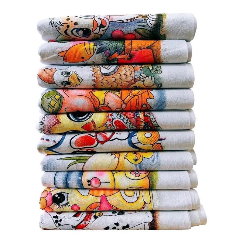Pano De Prato Estampado Bainha Kit Com 10