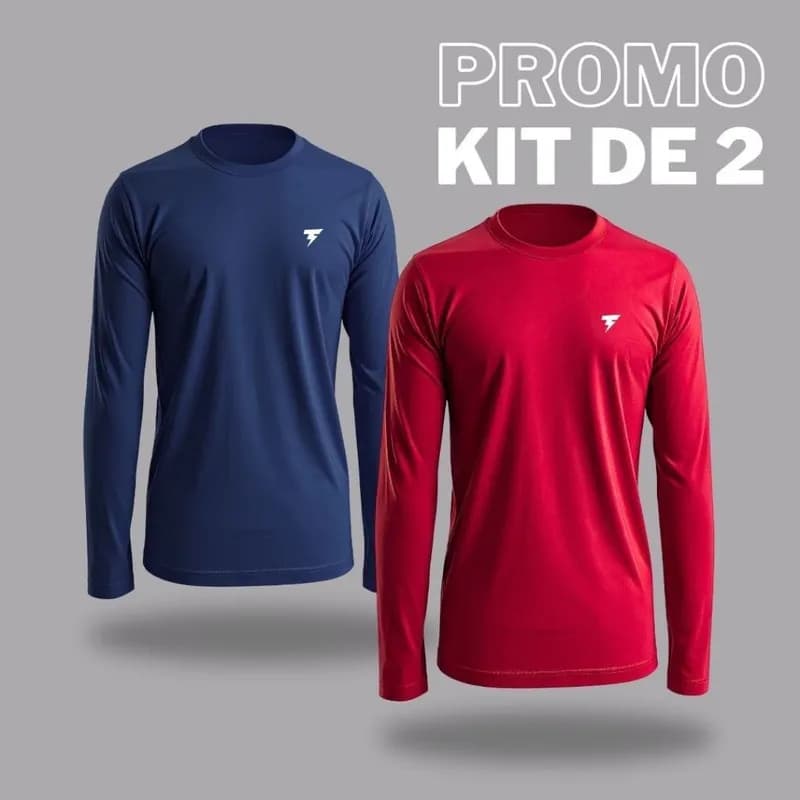Kit com 2 Camisetas Manga Longa Proteção UV50