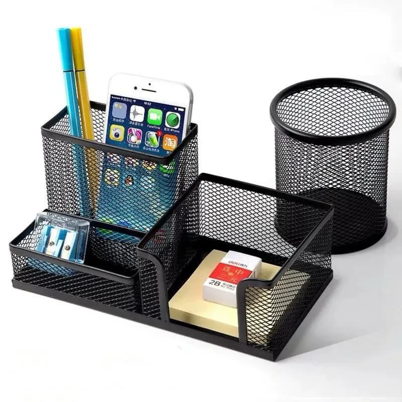 Organizador de Mesa Metal Aramado para Escritório 3 Divisões