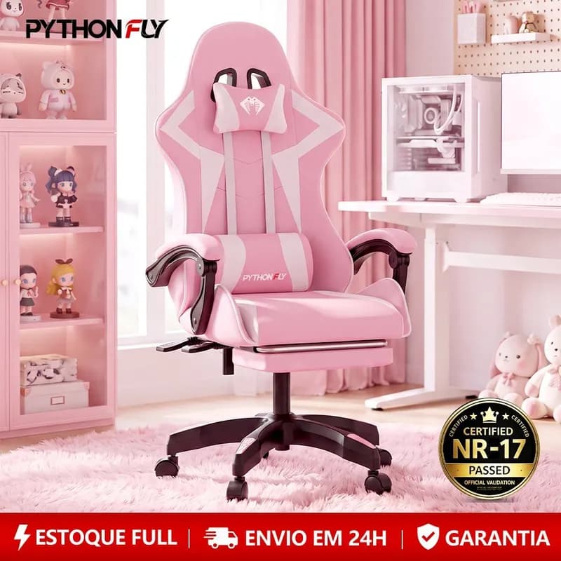 Cadeira Gamer Ergonômica Reclinável com Apoio de Pés