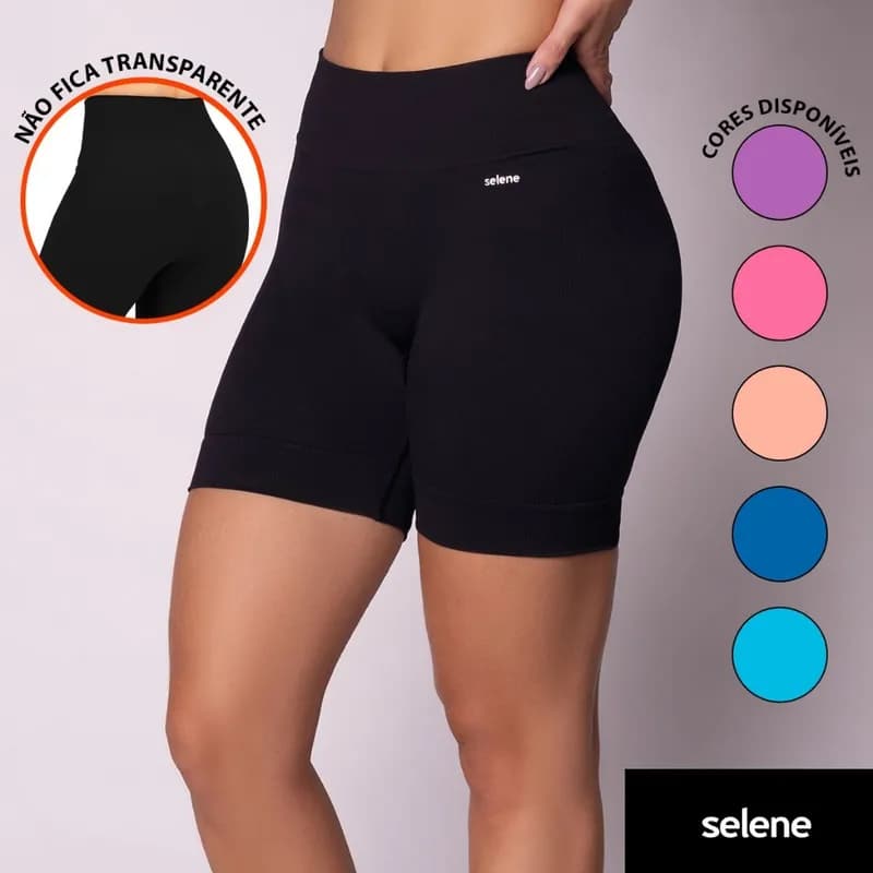 Short Legging Selene Poliamida Academia Sem Costura