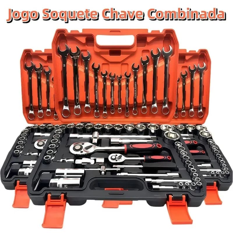 Kit Ferramenta Jogo Soquete Chave Combinada Catraca 61 Peças