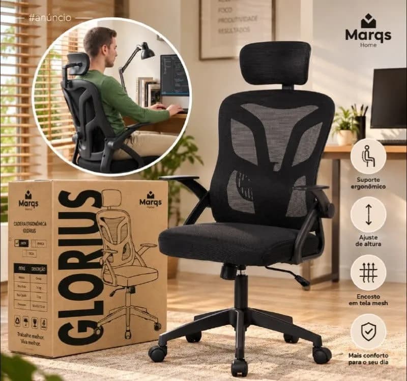 Cadeira de Escritório Ergonômica NR17 Glorious Marqs Home