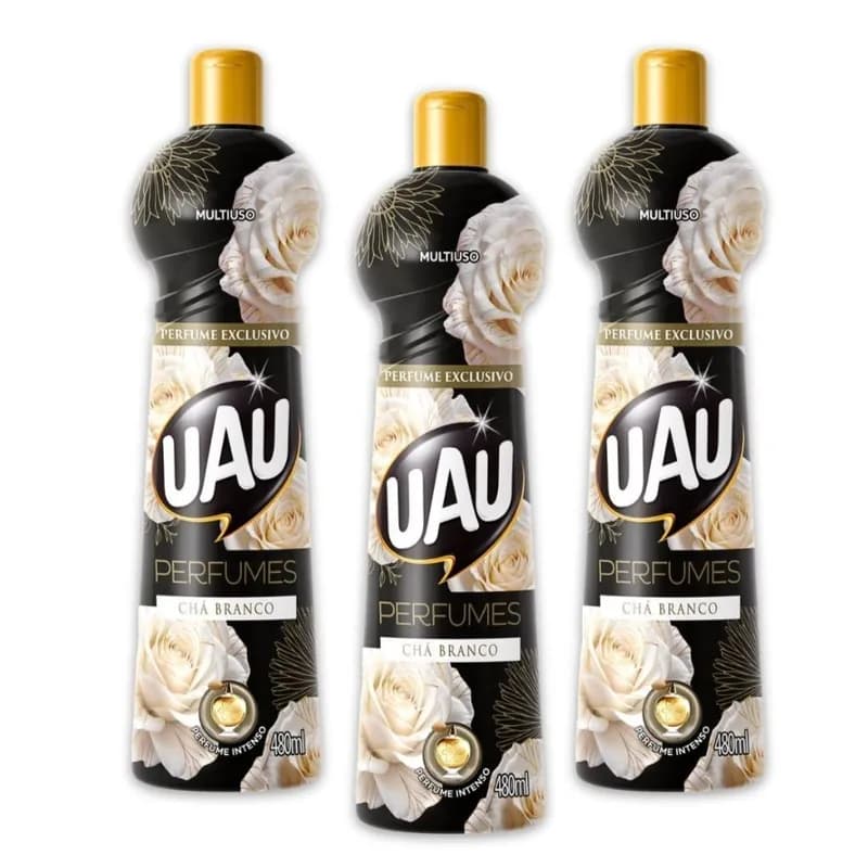 Kit 3un Multiuso 480ml UAU Ingleza Perfume Chá Branco