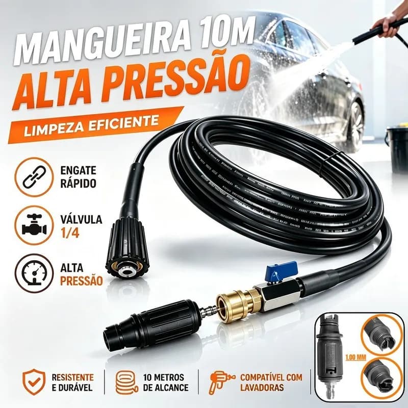 Engate Rápido com Mangueira de Alta Pressão 10m