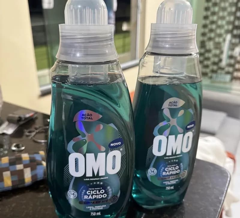 2x Lava Roupas Líquido Ciclo Rápido Omo Ação Total 750 ml