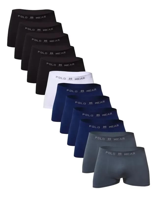 Kit 12 Cuecas Boxer Polo Wear