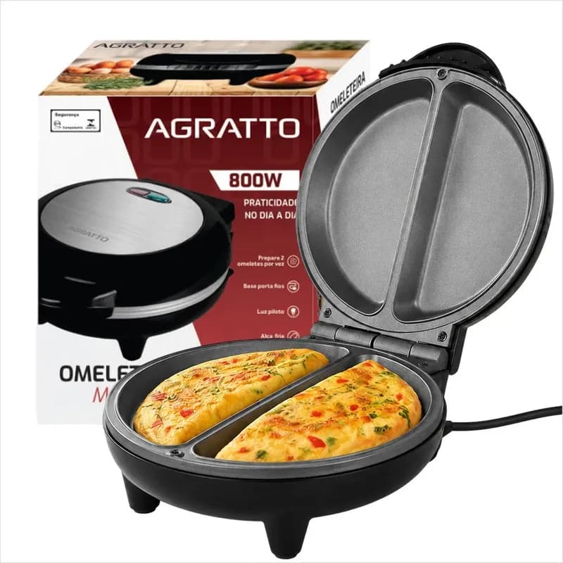 Omeleteira Antiaderente Inox Redonda 800W Mr.Cheff Agratto