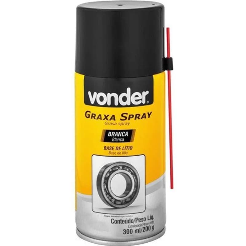 Graxa Spray Branca à Base de Lítio 300ml/200g Vonder