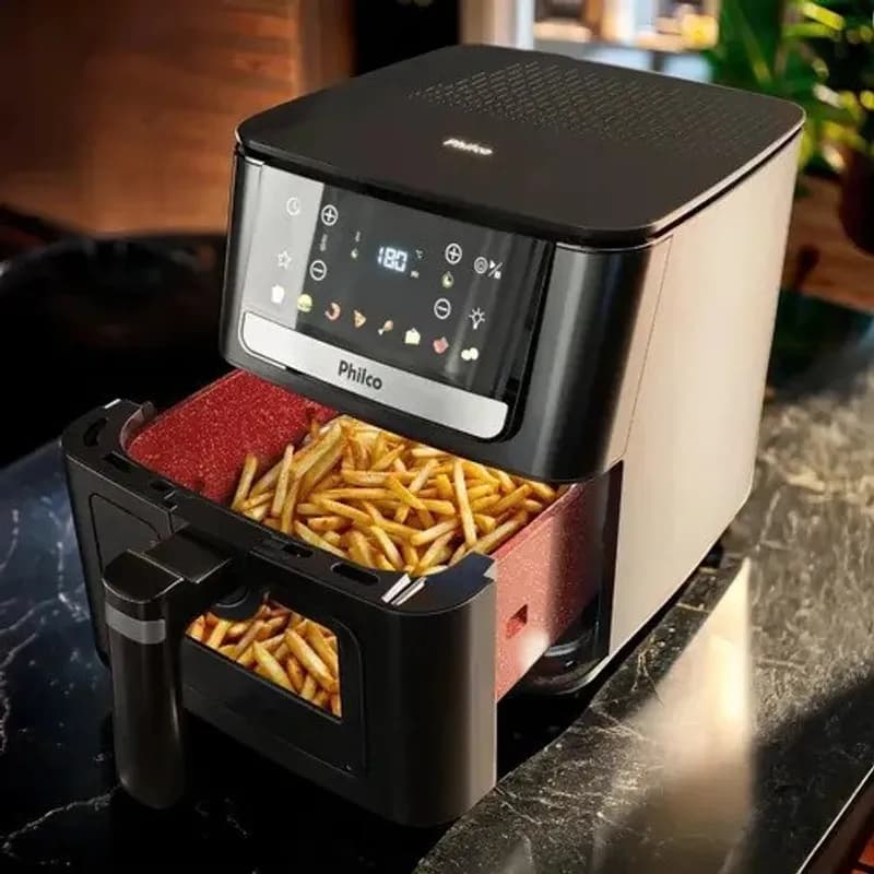 Air Fryer Philco 6,5L Visor Glass e Redstone 1700W PAF65A