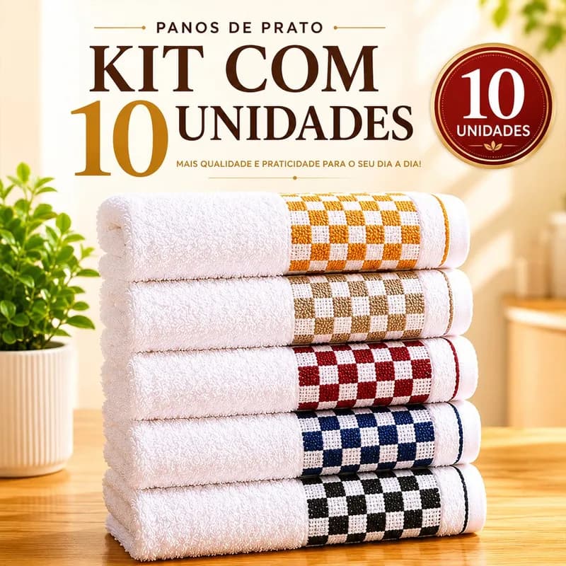 Kit 10 Panos de Prato Copa Premium Jacquard