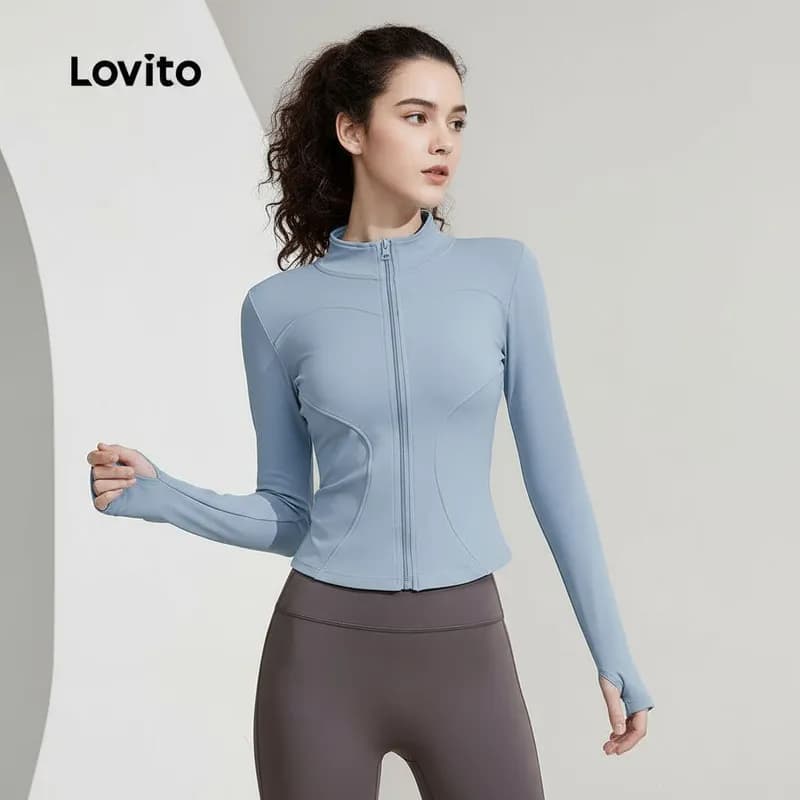 Lovito Casual Jaqueta Esportiva Confortável Elástica