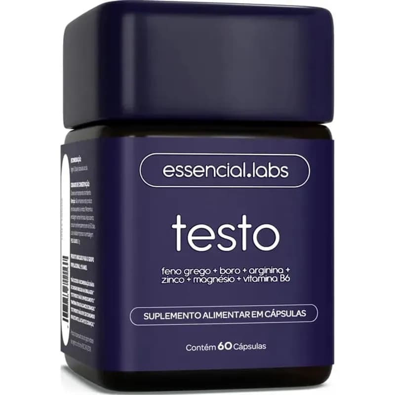 Testo Essencial - Fórmula Exclusiva com Feno Grego + Boro + Arginina + ZMA + Vitamina B6 - 60 cápsulas