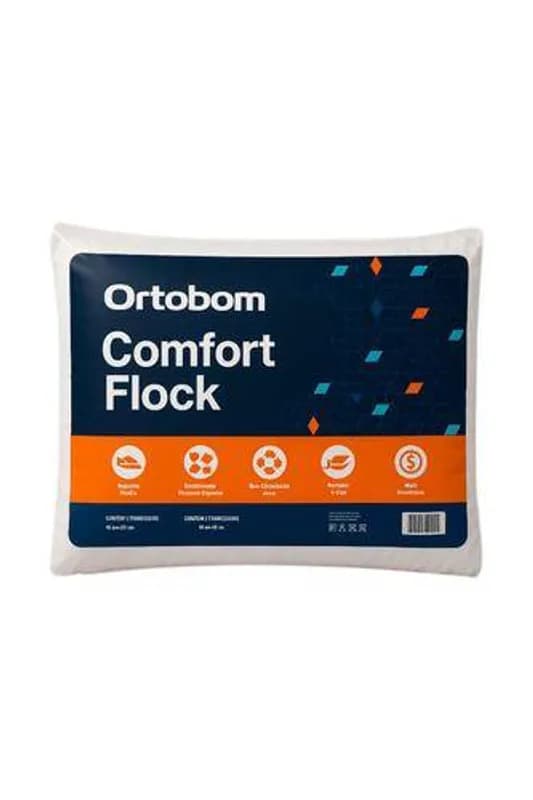 Travesseiro Ortobom Confort Flock 40 x 60 x 09 cm