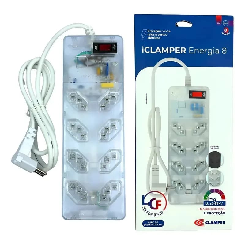 Filtro de Linha Clamper Energia 8 Tomadas