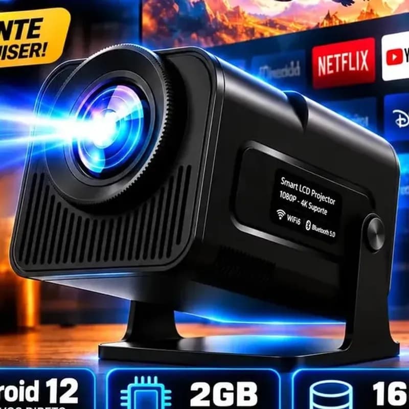 Projetor Vlx HY320 Mini 4K Wi-Fi Preto Bluetooth Android Bivolt
