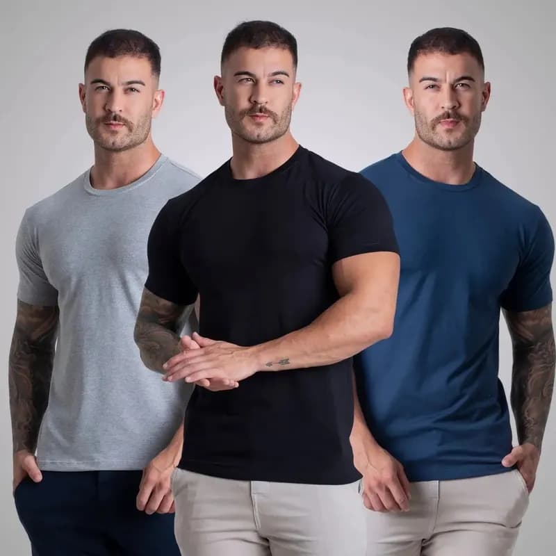 Kit 3 Camisetas de Algodão Egípcio