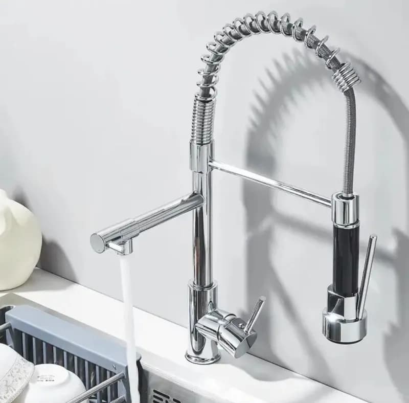 Torneira Gourmet Cozinha 50cm Metal Spray Duo Monocomando Winda Cromada