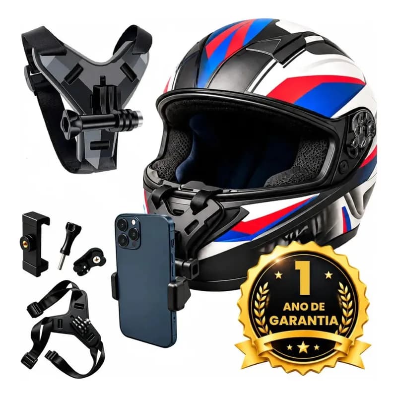 Suporte de Celular para Capacete de Moto Preto