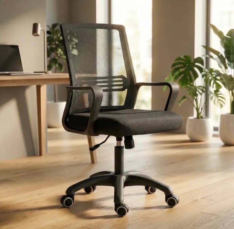 Cadeira Escritório Astrella Vega Ergonômica e Giratória Preto Malha