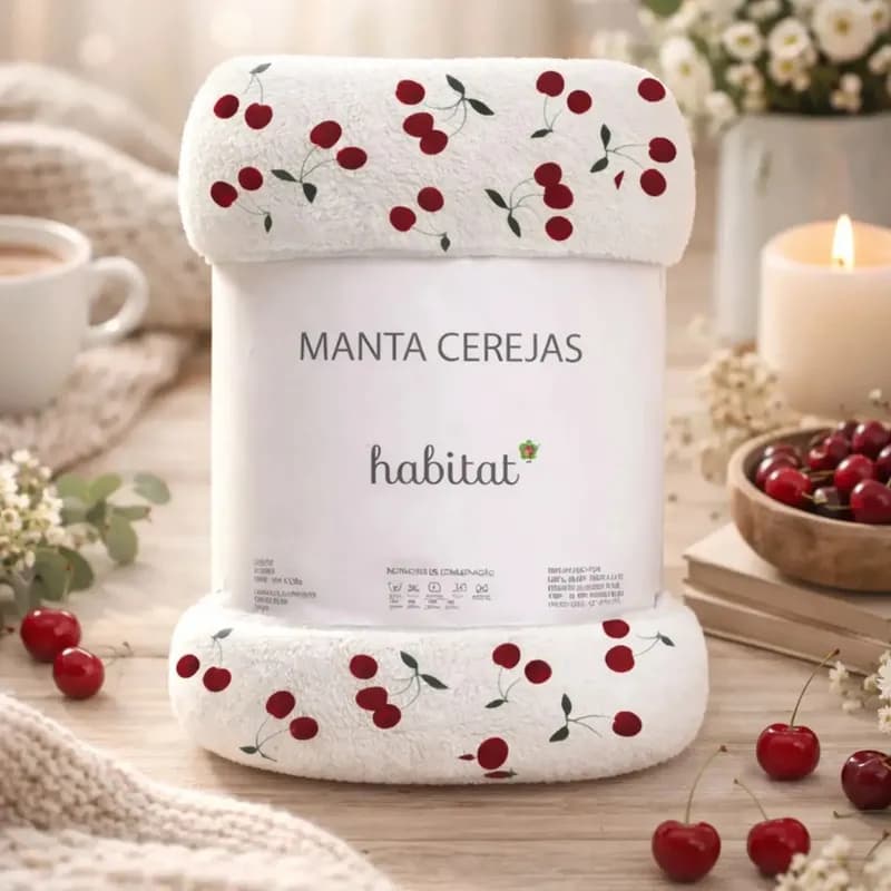 Manta Casal Macia Quentinha Microfibra Antialérgica Cereja