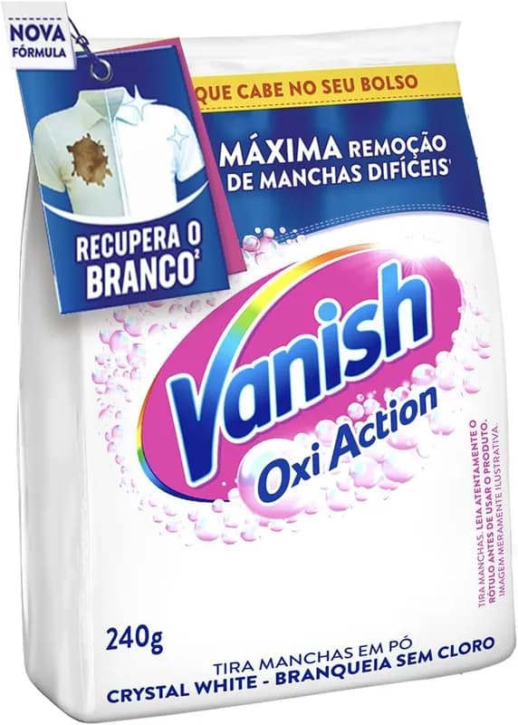 Tira-Manchas em Pó Vanish Oxi Action, Roupas Brancas, 240g