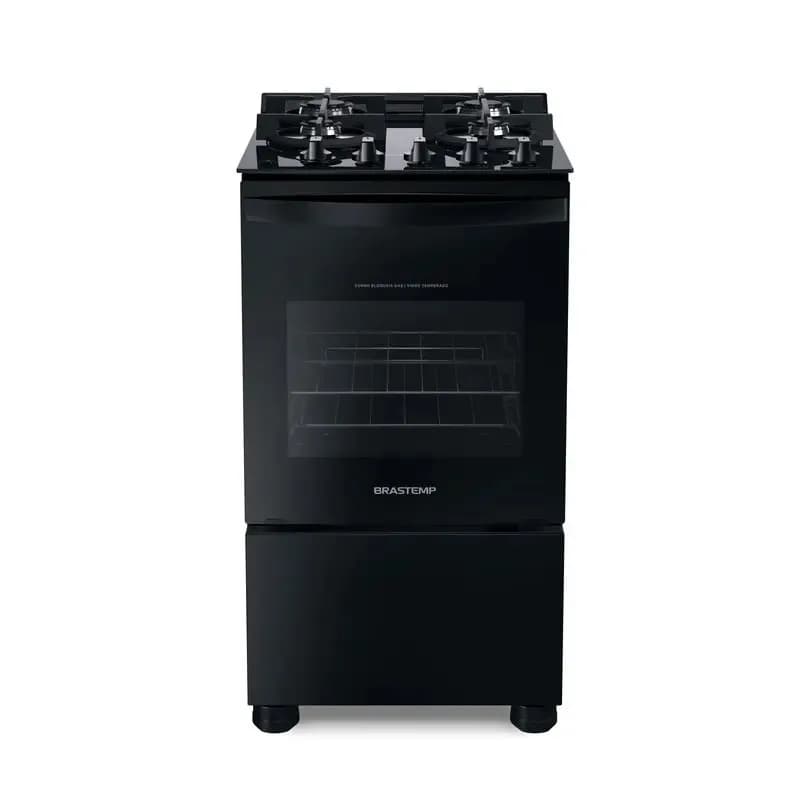 Fogão 4 Bocas Vidro Grade Dupla Bfo4vae Preto Brastemp